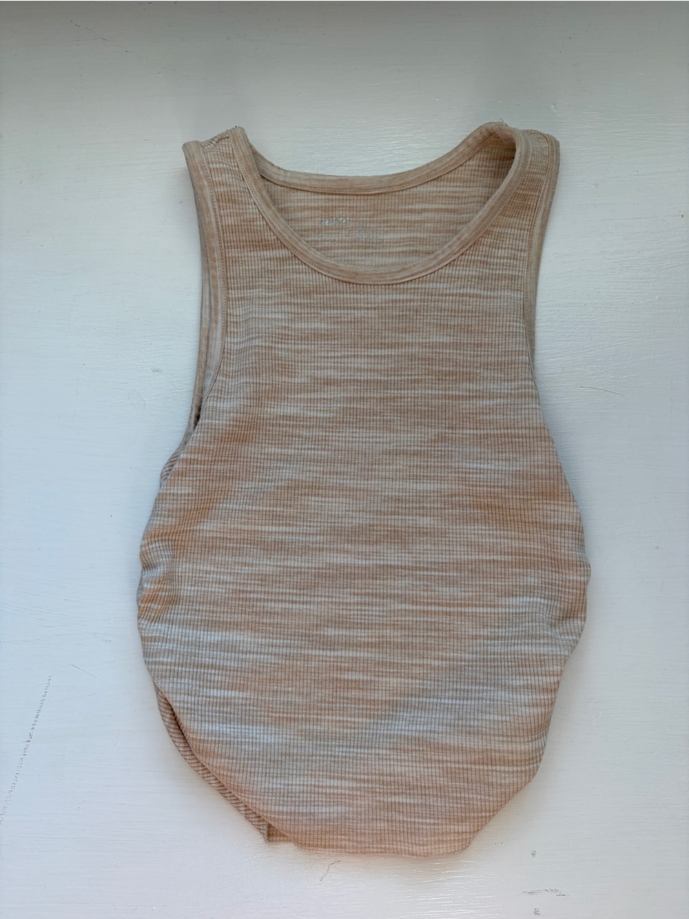 aerie Ribbed Scoop Tank Top in Beige Heather